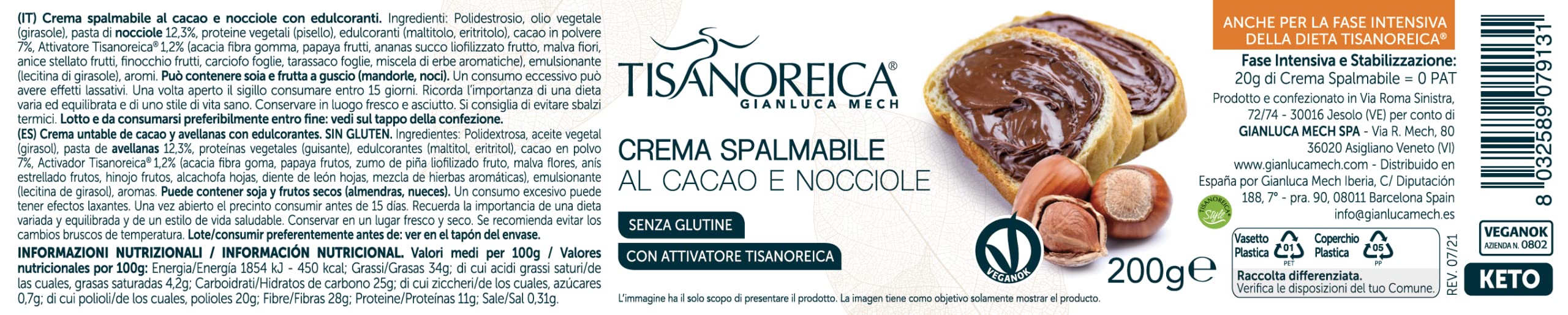 Gianluca Mech Tisanoreica Crema Cacao Nocciole 200g